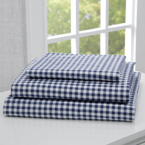 Navy Gingham 3-Piece Twin Sheet Set