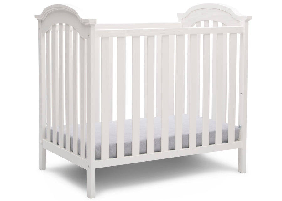 Textured White (1349) 7-Farmhouse Mini Baby Crib with 2.75-inch Mattress