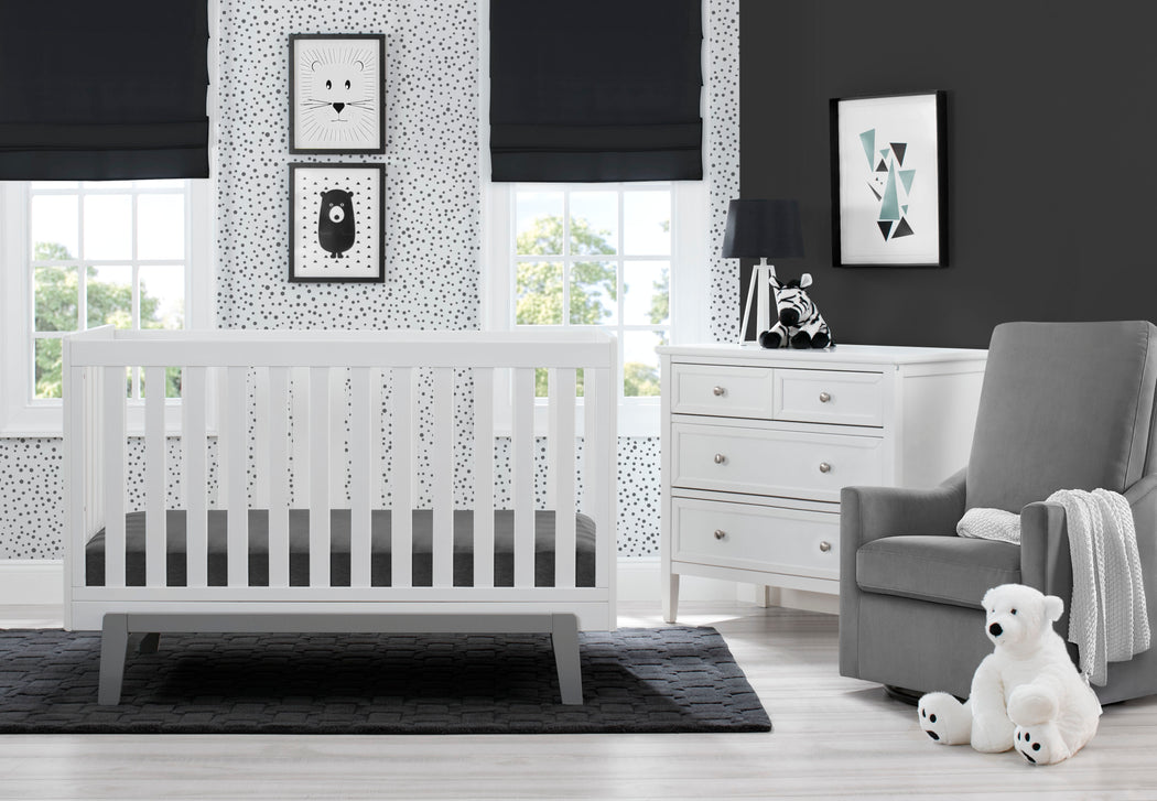 Aster 3-in-1 Convertible Crib Bianca White with Grey (166)
