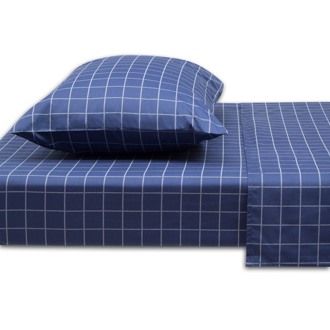 DCB: Navy Plaid (3219) 6-Plaid 3-Piece Twin Sheet Set