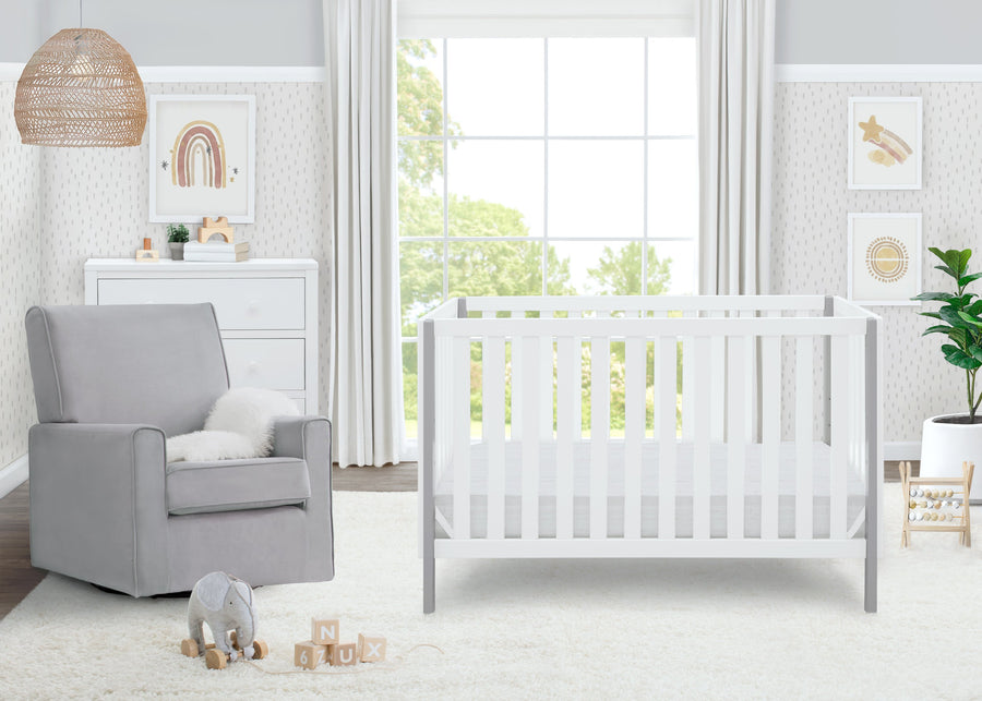 Bianca White with Grey (166) 1-Milo 3-in-1 Convertible Crib