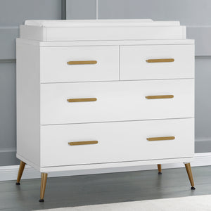 Sloane 4 Drawer Dresser with Changing Top Bianca White with Melted Bronze (186) 32