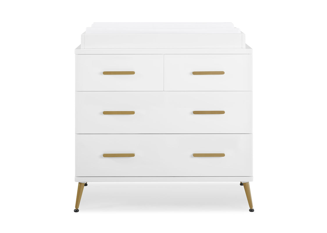 Sloane 4 Drawer Dresser with Changing Top Bianca White with Melted Bronze (186)