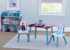 Frozen 2 (1097) 1-Disney Frozen II 4-Piece Playroom Solution  – Set Includes Table and 2 Chairs and 6-Bin Toy Organizer