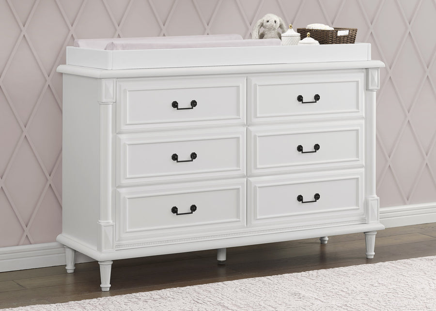 Bianca White (130) 6-Juliette 6 Drawer Dresser with Changing Top