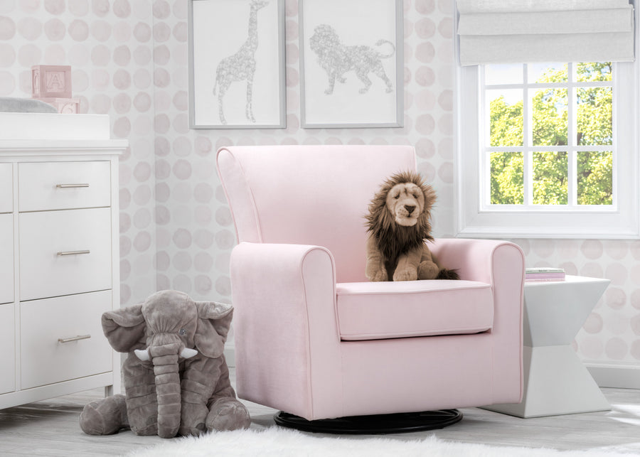 Blush Velvet (631) 1-Elena Nursery Glider Swivel Rocker Chair