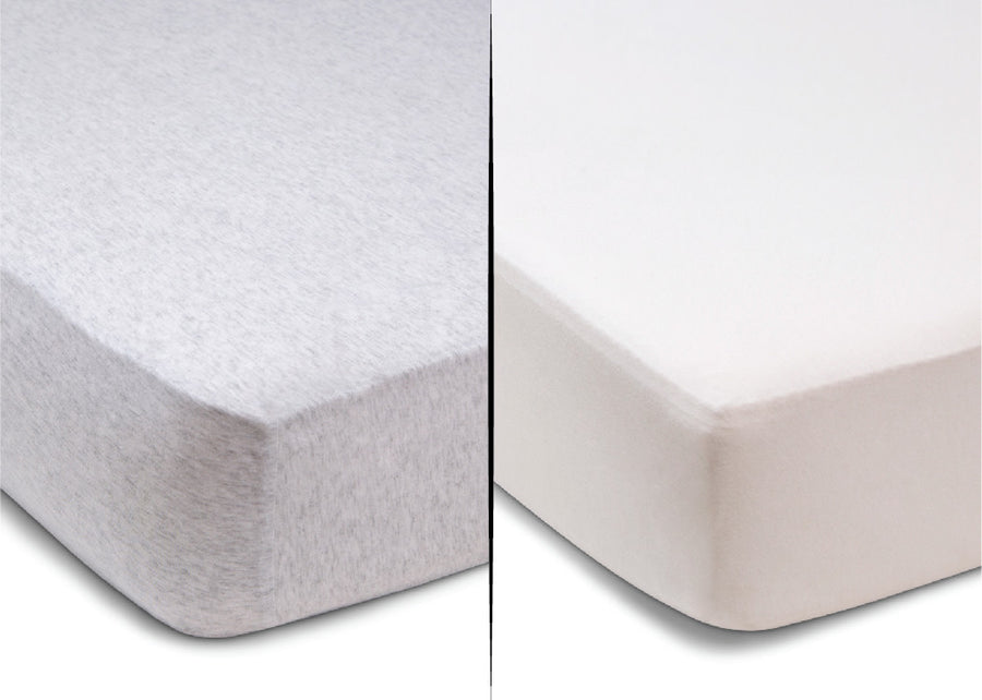 Assorted (999) 4-Fitted Crib Sheets - 2 Pack, White & Heather Grey