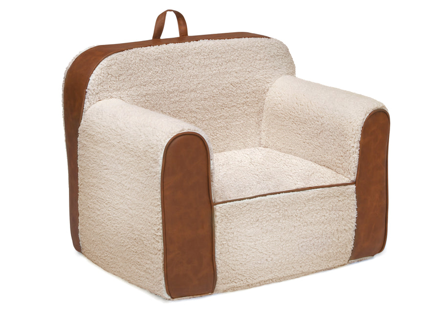 Cream Sherpa with Brown Leather (5047) 3-Cozee Sherpa and Faux Leather Chair for Kids