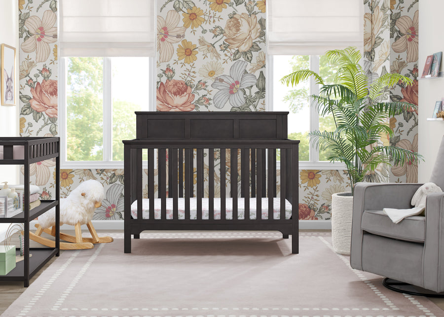 Stone Grey (1456) 17-Sweet Beginnings Hart Flat Top 6-in-1 Convertible Crib