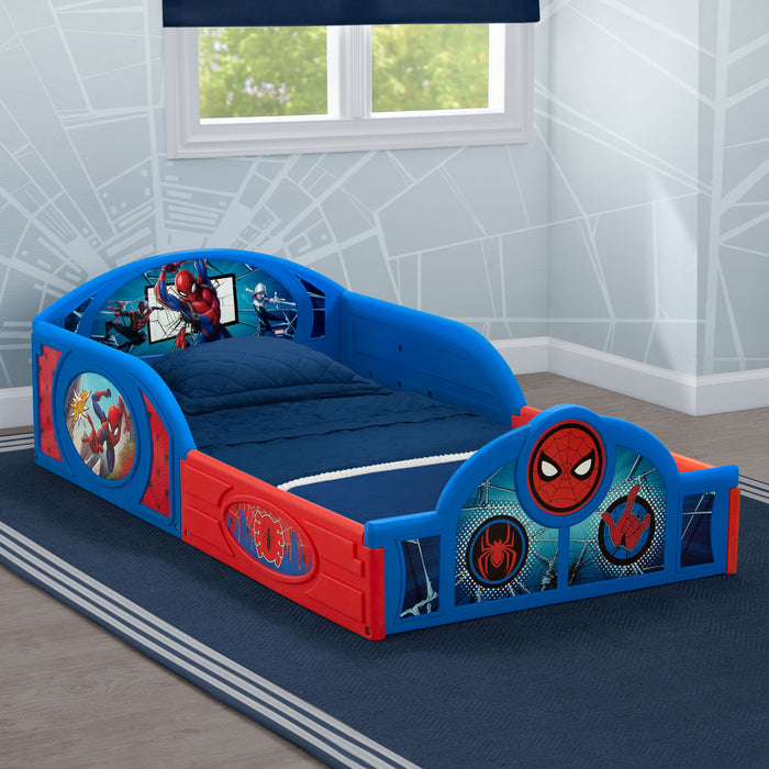 Spider-Man (1163) 0-Spider-Man Sleep and Play Toddler Bed with Built-In Guardrails