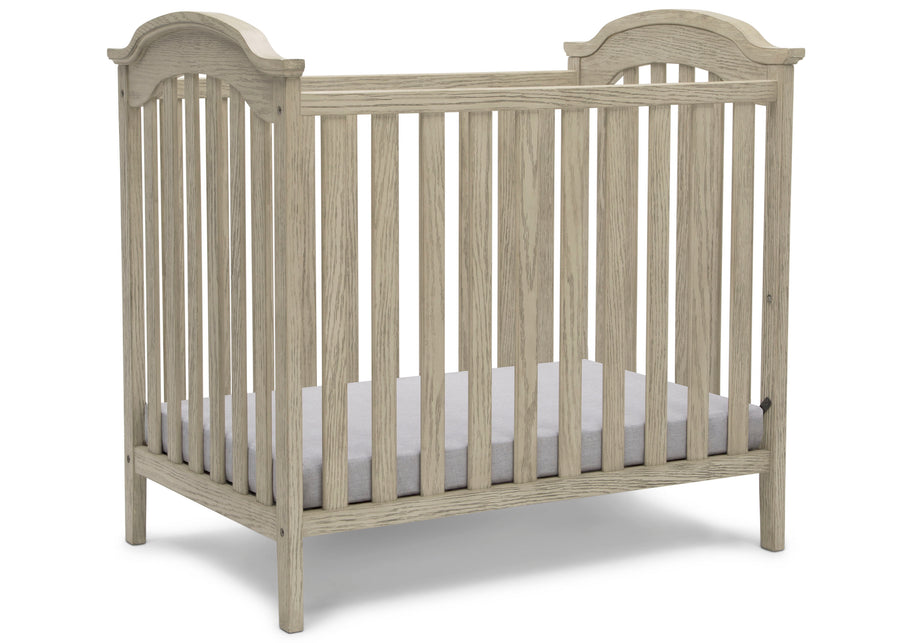 Textured Limestone (1340) 2-Farmhouse Mini Baby Crib with 2.75-inch Mattress