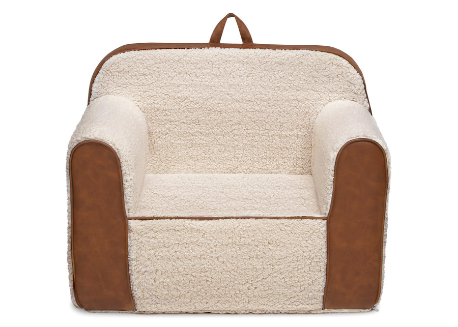 Cream Sherpa with Brown Leather (5047) 2-Cozee Sherpa and Faux Leather Chair for Kids