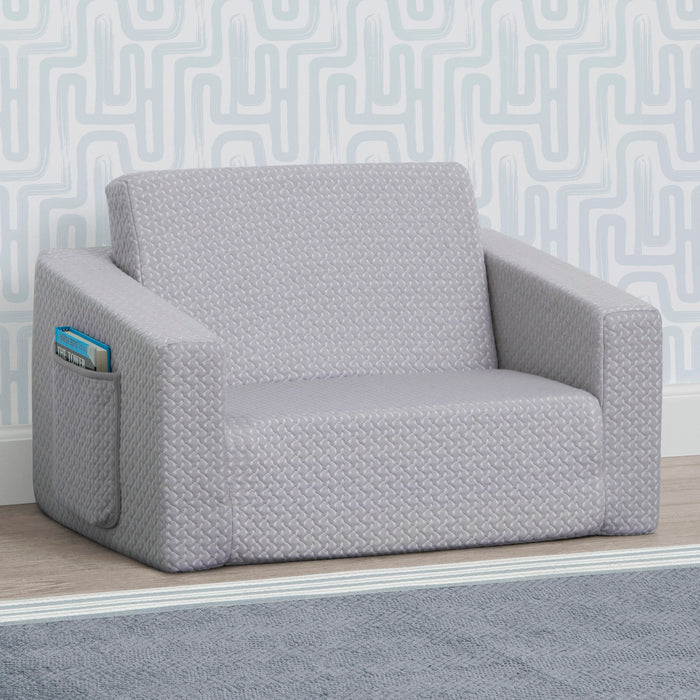 iComfort Grey (5080) 1-iComfort Memory Foam Flip-Out 2-in-1 Convertible Chair to Lounger for Kids