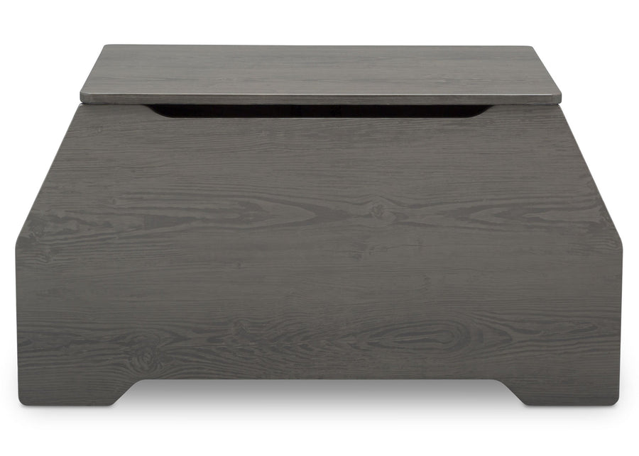 Delta Children Crafted Grey (1333) Nolan Toybox (W101450), Front View, c4c 12-Signature Toy Box w/ Book Storage