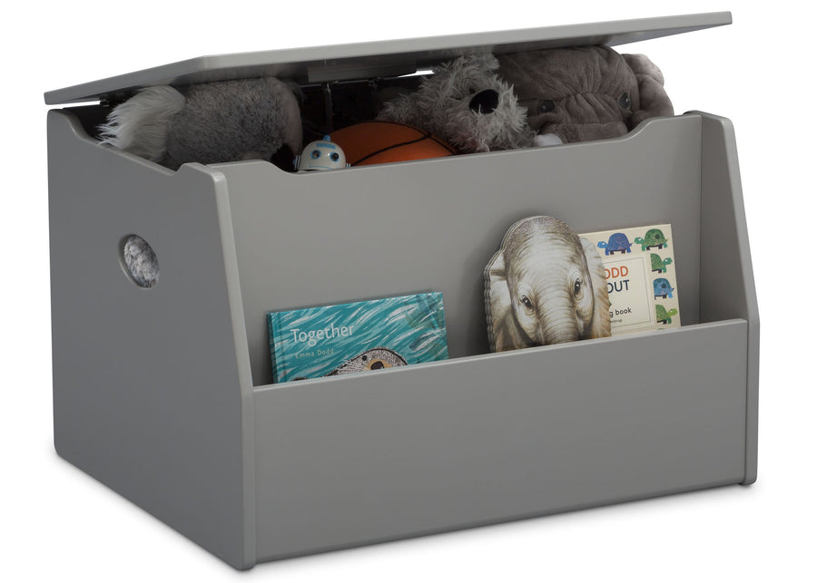 Delta Children Bianca Grey (026) Nolan Toybox (W101451), Right Silo with Props, a3a 6-Classic Toy Box with Book Storage