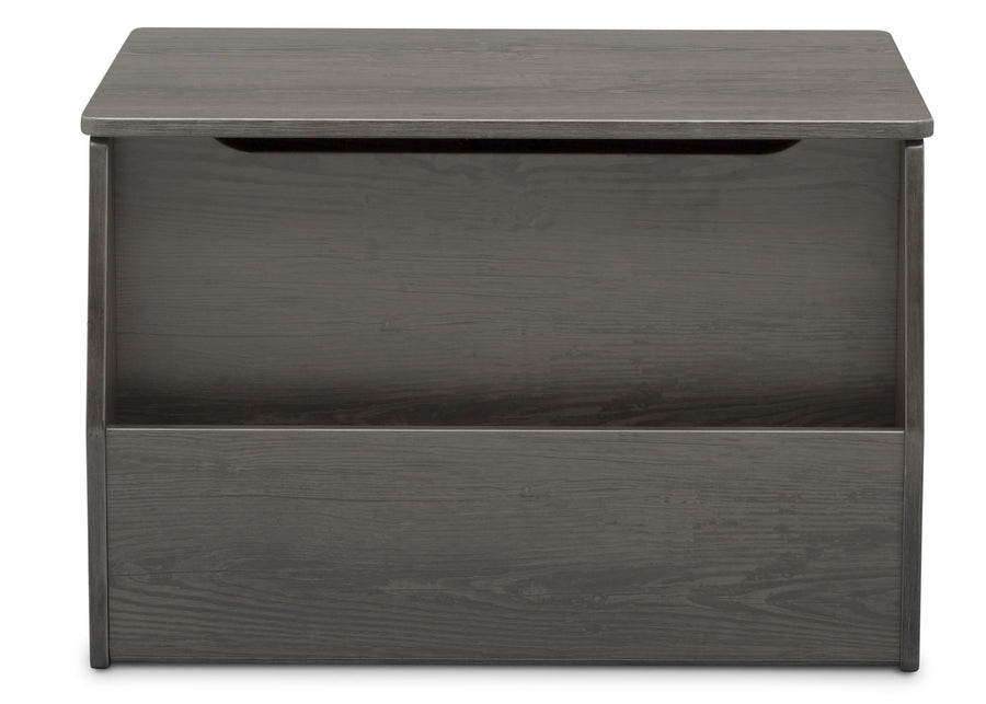 Delta Children Crafted Grey (1333) Nolan Toybox (W101451), Front Facing, c4c 12-Classic Toy Box with Book Storage