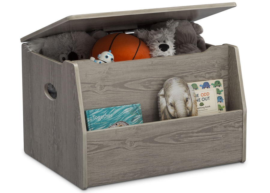 Delta Children Crafted Limestone (1334) Nolan Toybox (W101451), Right Silo with Props d3d 14-Classic Toy Box with Book Storage