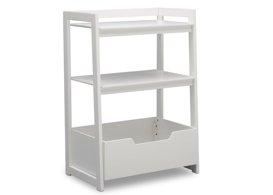 Delta Children Bianca White (130) Gateway Small Laddershelf (W101452), Right Facing Silo, b2b 3-Small Ladder Shelf