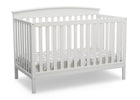 Delta Children Bianca White (130) Finley 4-in-1 Convertible Baby Crib Angled View a4a 5-Finley 4-in-1 Convertible Baby Crib