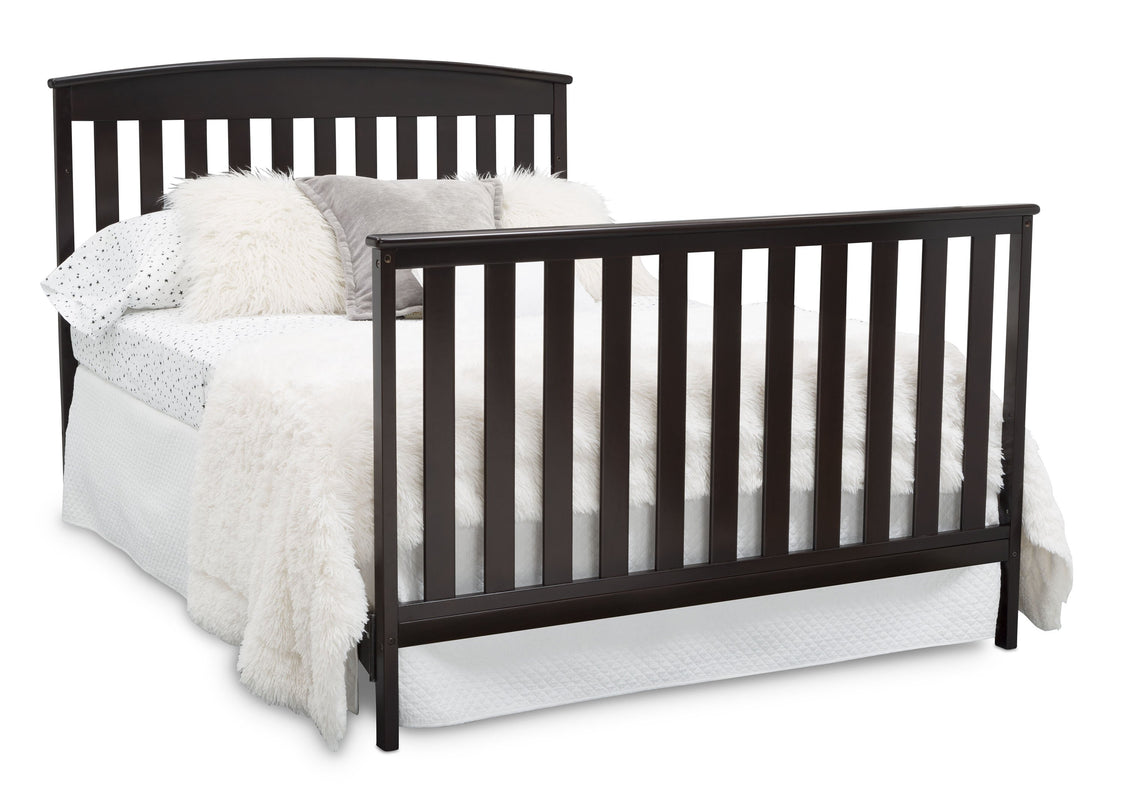 Delta Children Duke 4-in-1 Convertible Baby Crib with Under Drawer, Dark Chocolate (207) Full Bed Right View a7a