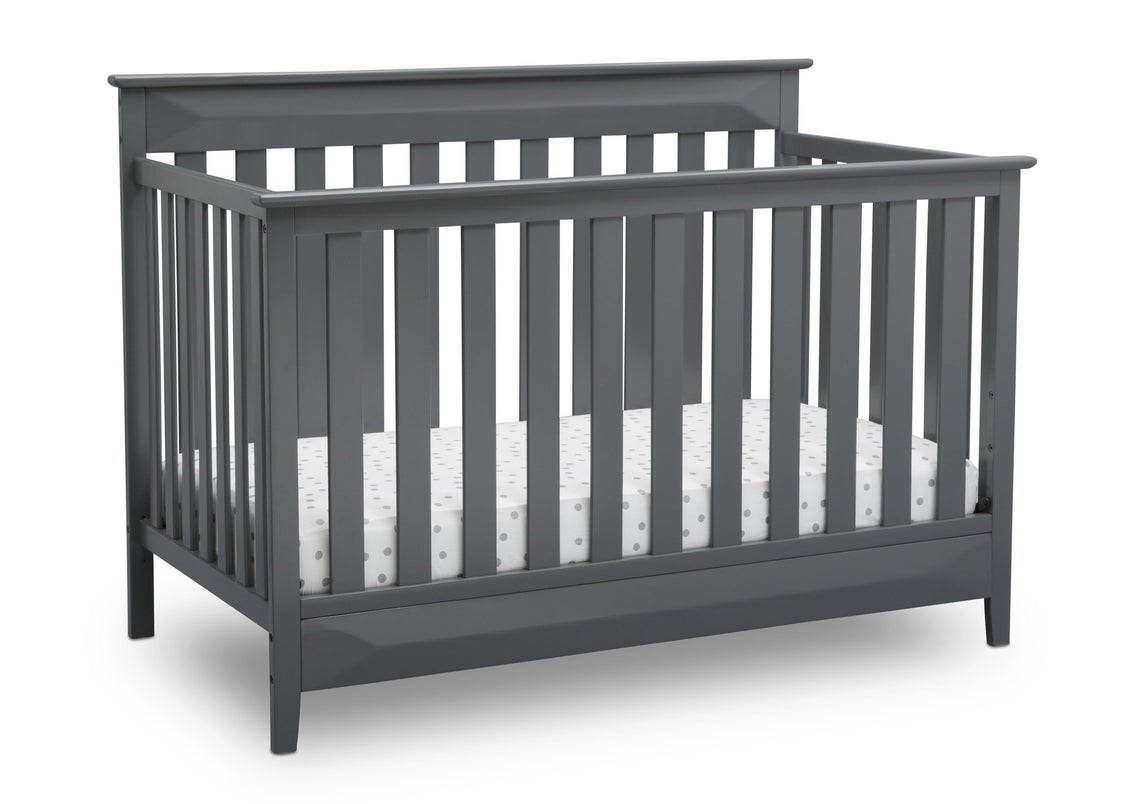 Delta Children Charcoal Grey (029) Cameron 4-in-1 Convertible Baby Crib Angled View a4a