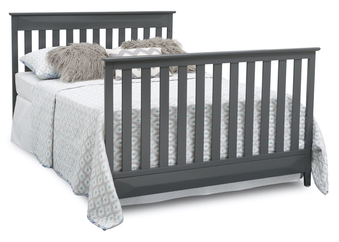 Delta Children Charcoal Grey (029) Cameron 4-in-1 Convertible Baby Crib Full Bed Angled View a7a