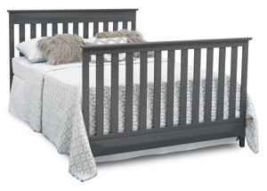 Delta Children Charcoal Grey (029) Cameron 4-in-1 Convertible Baby Crib Full Bed Angled View a7a 8