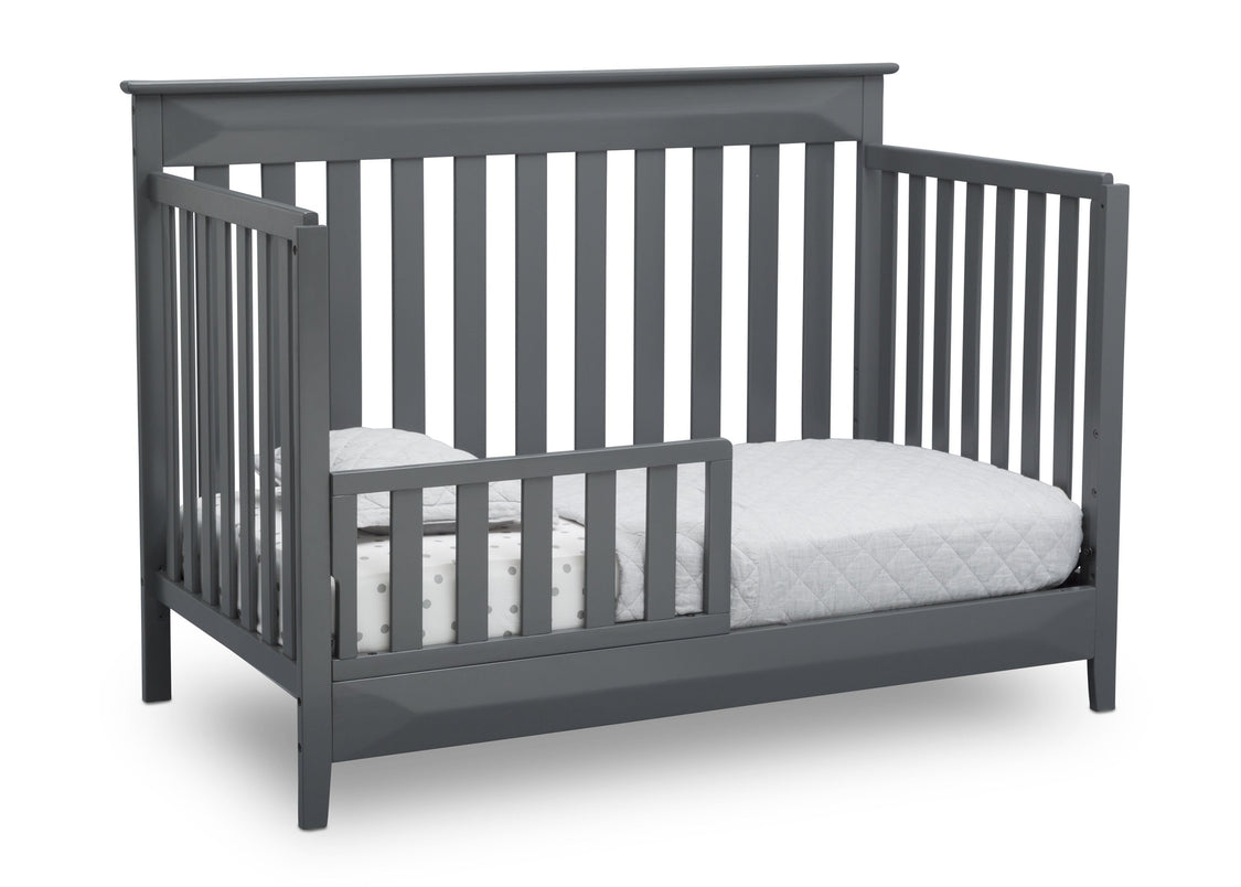 Delta Children Charcoal Grey (029) Cameron 4-in-1 Convertible Baby Crib Toddler Bed Angled View a5a