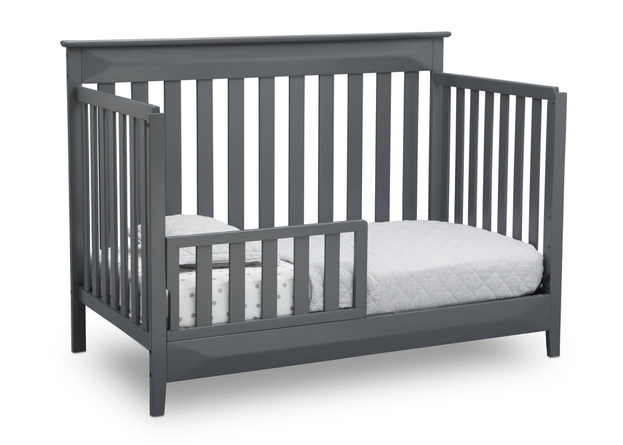 Delta Children Charcoal Grey (029) Cameron 4-in-1 Convertible Baby Crib Toddler Bed Angled View a5a 6-Cameron 4-in-1 Convertible Baby Crib