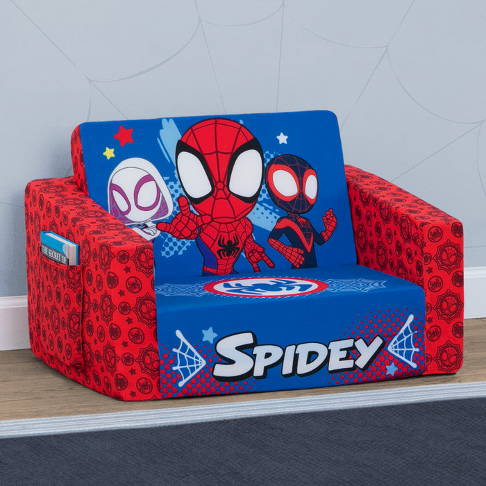 Spiderman (624) 0-Marvel Spidey and His Amazing Friends Cozee Flip-Out Chair - 2-in-1 Convertible Chair to Lounger for Kids