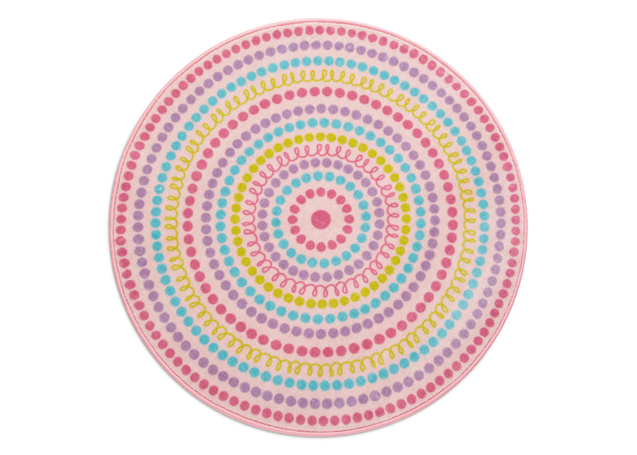 Rainbow Dot (3023) 2-Rainbow Dot Round Area Rug for Kids, 39-Inch