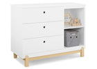 Bianca White with Natural (123) 4-Poppy 3 Drawer Dresser with Cubbies and Interlocking Drawers