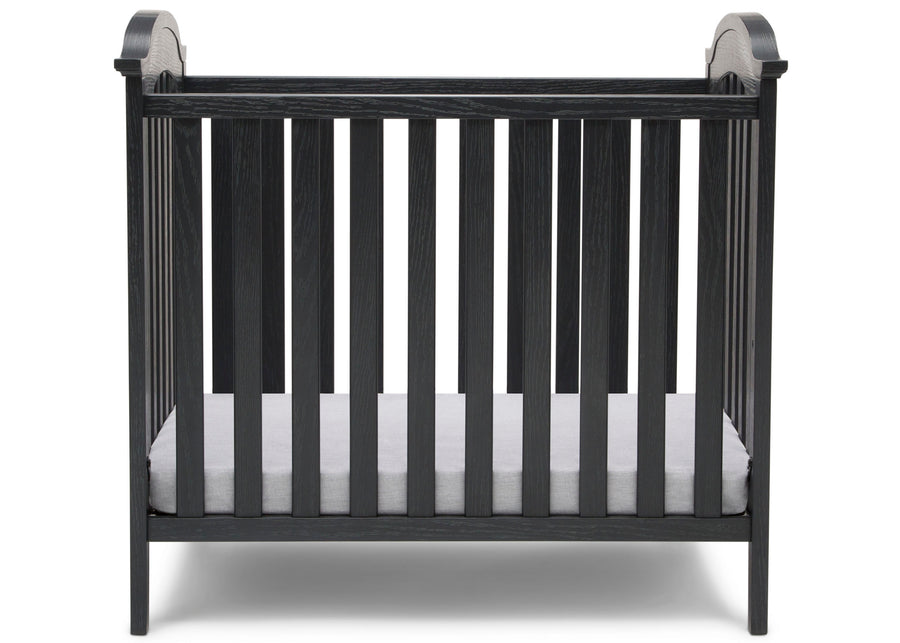 Textured Midnight Grey (1347) 5-Farmhouse Mini Baby Crib with 2.75-inch Mattress