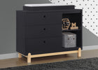Midnight Grey with Natural (1372) 8-Poppy 3 Drawer Dresser with Cubbies and Interlocking Drawers