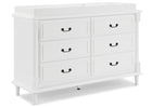 Bianca White (130) 11-Juliette 6 Drawer Dresser with Changing Top and Interlocking Drawers