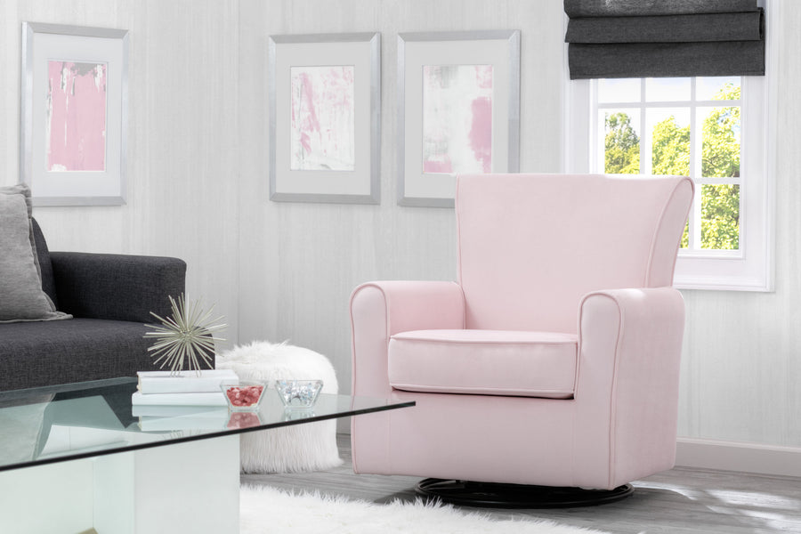 Blush Velvet (631) 2-Elena Nursery Glider Swivel Rocker Chair