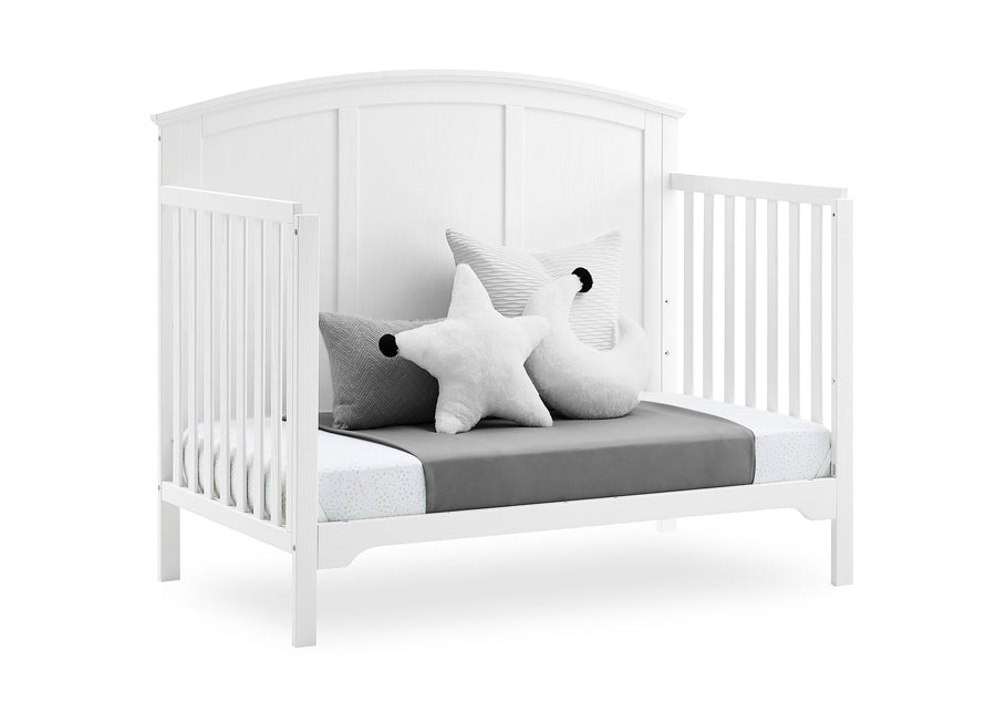 Textured White (1349) 21-Sweet Beginnings Sage Curve Top 6-in-1 Convertible Crib