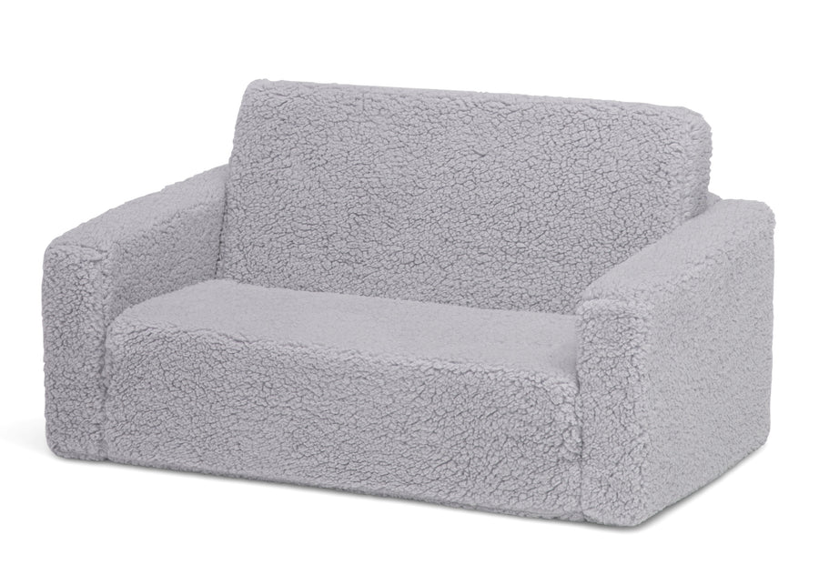 Grey Sherpa (5031) 4-Cozee Flip-Out Sherpa 2-in-1 Convertible Sofa to Lounger for Kids
