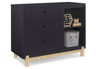 Midnight Grey with Natural (1372) 10-Poppy 3 Drawer Dresser with Cubbies and Interlocking Drawers