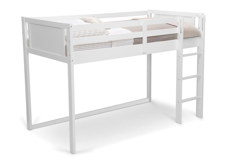 DCB: White (100) 2-Twin Loft Bed with Guardrail and Ladder