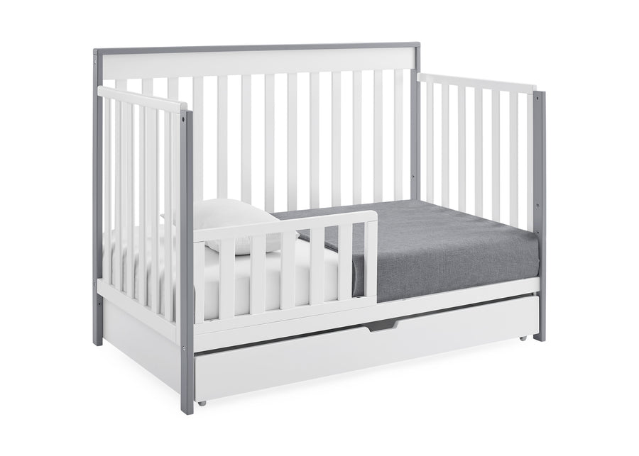 Bianca White with Grey (166) 4-Mercer 6-in-1 Convertible Crib with Storage Trundle