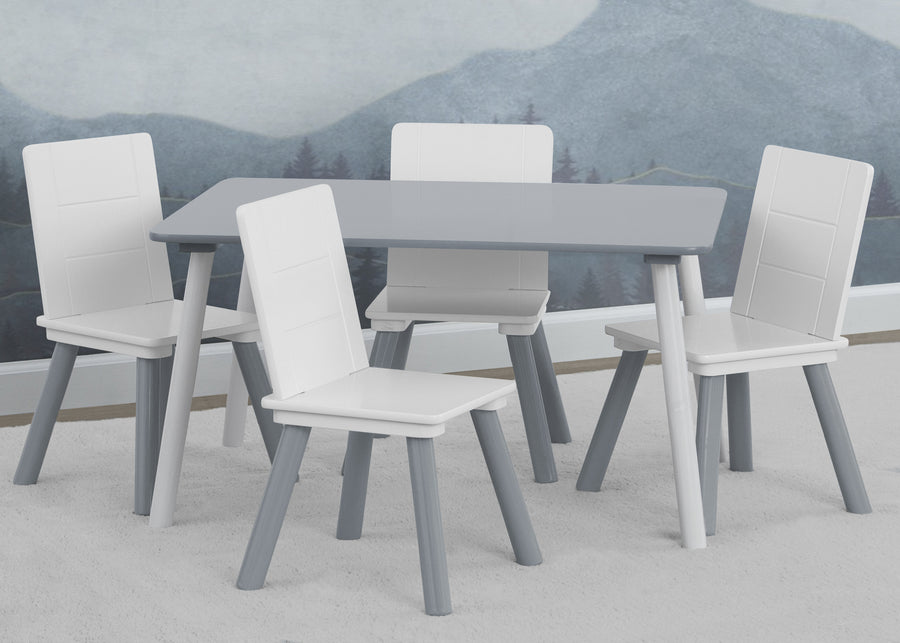 Light Grey and White (1176) 19-Kids Table and Chair Set (4 Chairs Included)